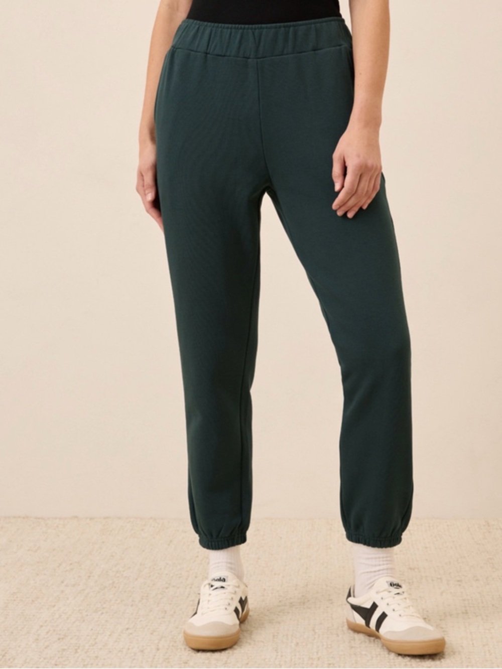 Pact Organic Women’s Elastic-Waist Jogger Pants in Deep Teal